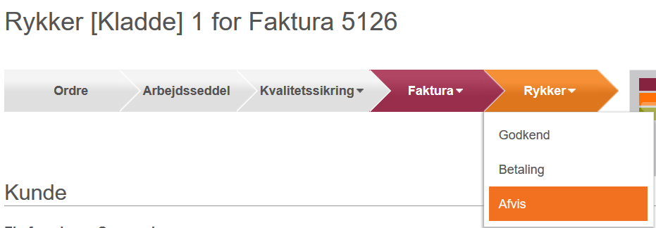 "Rykker"-pilen, hvor man kan vælge at afvise betalingspåmindelsen