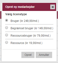 Licens opret bruger Minuba